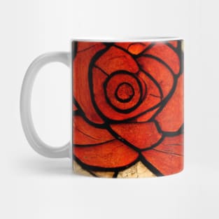 Red Romantic Rose Stained Glass Arts and Crafts Mug